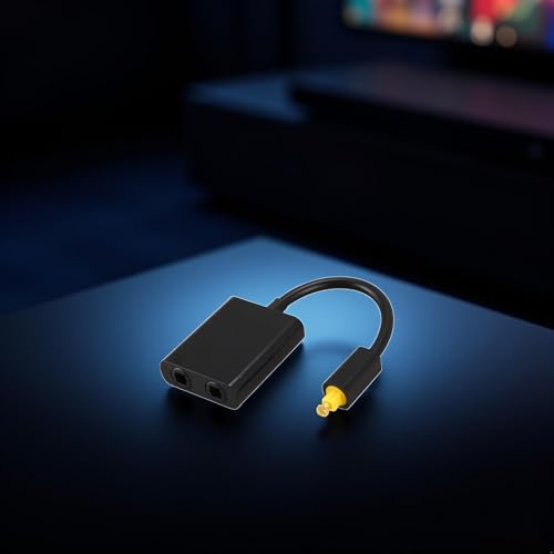 Black Digital SPDIF Optical Audio Splitter 2 Way Toslink Splitter Adapter 1 Input 2 Output SPDIF Optical Cable Hub Satellite Television Products Part