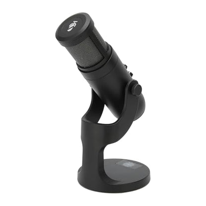 USB Condenser Microphone with RGB Light, Recording Microphone for Laptop PC iOS, 360 Degree Rotatable Computer Microphone with Live Monitoring and Noise Reduction