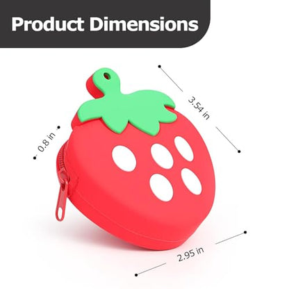 【Woyinger】 Fruit Shaped Silicone Earbud Case for AirPods, Tech Organizer Pouch with Keychain & Wrist Strap, Mini Cable Coin Wired/Wireless Earphone Holder, Strawberry - color: A2-Strawberry