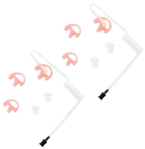 commountain Clear Acoustic Tube for Two Way Radio Earpiece and Headset | Fit Left Ear, 2 Pack, Compatible with Motorola Earpiece and More, Skin Friendly & UV Resistant TPU Coil Tube - size: For Left Ear