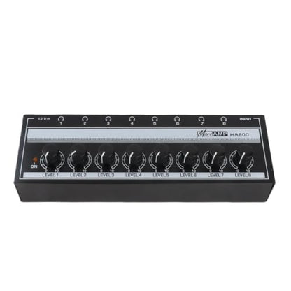 Headphone Amplifier, Stereo Headphone Amplifier Clear Sound Metal 100 to 240V Compact 8 Output and 1 Input Channels Sturdy for Stage