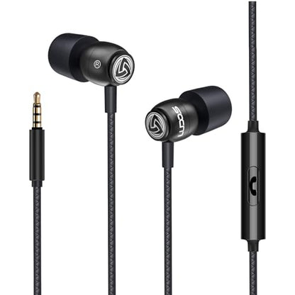 Ludos Clamor Wired Earbuds in-Ear Headphones, 5 Years Warranty, Earphones with Microphone, Noise Isolating Ear Buds for School, Kids, Women, Small Ear - color: Black, style: 3.5 mm