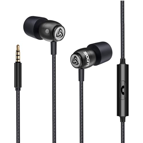 Ludos Clamor Wired Earbuds in-Ear Headphones, 5 Years Warranty, Earphones with Microphone, Noise Isolating Ear Buds for School, Kids, Women, Small Ear - color: Black, style: 3.5 mm