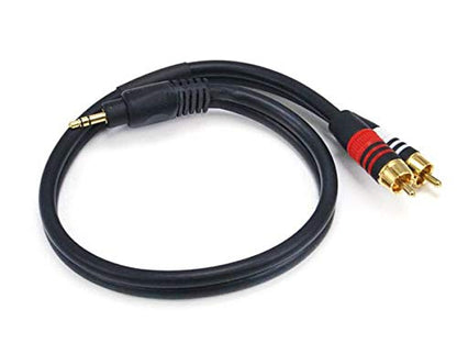 Monoprice Audio Cable - 1.5 Feet - Black | Premium Stereo Male to 2RCA Male 22AWG, Gold Plated - size: 1.5ft, style: Single Pack