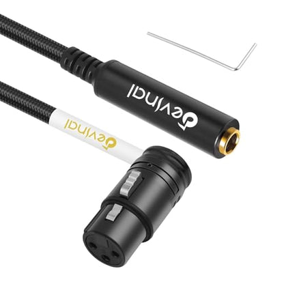 Rotatable Right-Angle XLR to 1/4" Female Cable, Adjustable-Angle Low-Profile XLR Female to 6.35mm TS/TRS Microphone Adapter Connector, 1 FT - color: 635F_XLRF