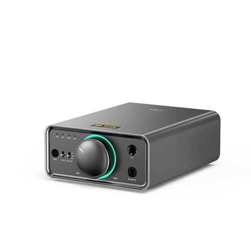 FiiO K7 Full Balanced HiFi DAC Headphone Amplifier AK4493S*2, XMOS XU208 PCM384kHz DSD256,USB/Optical/Coaxial/RCA Inputs, 6.35mm/4.4mm Output (Titanium) - color: Titanium