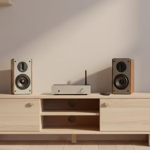 Passive Bookshelf Speakers, 2-Way Passive Speakers, 5.25" Woofer & 4" Ribbon Tweeter, 60Hz Bass for Home/Office/Theater Pair (Needs Amplifier or Receiver to Operate) - color: Brown