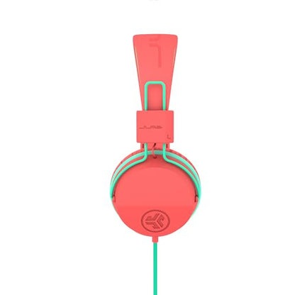 JLab, JBuddies Studio, Kids Wired on-Ear Headphones, Bundle with USB-C Adapter, Volume limiting, Foldable, Peach - color: Peach, size: Bundles