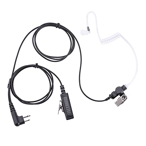 RDM2070D 2-Wire Surveillance Earpiece for Motorola Walkie Talkies (CLS1410/CP200/GP2000) & Bearcom Radios - Walkie Talkie Radio Headset with Big PTT Mic & 2-Pin Acoustic Tube(1 Pack) - size: 1 pack (Transparent Tube)
