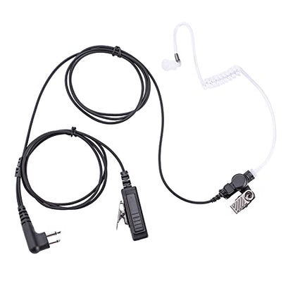 RDM2070D 2-Wire Surveillance Earpiece for Motorola Walkie Talkies (CLS1410/CP200/GP2000) & Bearcom Radios - Walkie Talkie Radio Headset with Big PTT Mic & 2-Pin Acoustic Tube(1 Pack) - size: 1 pack (Transparent Tube)