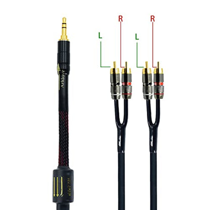 Arklove 20ft Shielded 1/8" aux Input 3.5mm RCA Output Splitter Stereo Audio Video Cable Out 3.5 Male to 4 RCA Male in Dual Speaker Cord 24k Gold Plated - size: 20ft, style: 3.5mm to rca(LR+LR)