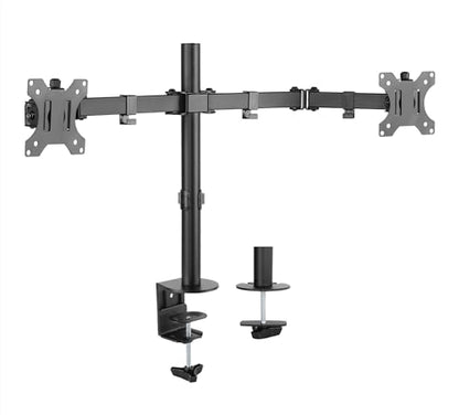 MH Dual Monitor Mount Double-Link Swing Arms for 13 to 32 Inch Displays | Steel arm desk clamp for two 13-32in displays, 75x75/100x100 VESA, 17lb each, no drill 461528 - style: 2 Arms