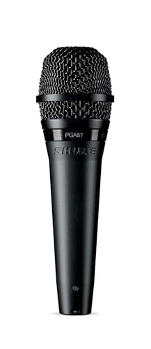Shure PGA57 Dynamic Microphone - Professional Quality Instrument Mic with Cardioid Pick-up Pattern, 3-in XLR Connector, Stand Adapter and Zipper Pouch, No Cable (PGA57-LC) | Cardioid dynamic microphone with swivel adapter and pouch for amplifiers, percuss