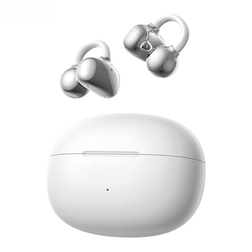 NE55 AI Translation Earbuds Real-Time, 135+ Languages Translator, Open Ear Wireless Bluetooth 6.0 Clip on Earbuds, Waterproof Open Ear Headphones with 52H Playtime, for Travel Work Meeting (White) - color: White