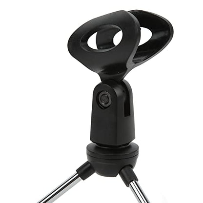 Desktop Desk Microphone Stand Foldable Tripod,Microphone Mic Stand Holder Bracket Adjustable Table Microphone Holder with Mic Clip for Conference Live Broadcast