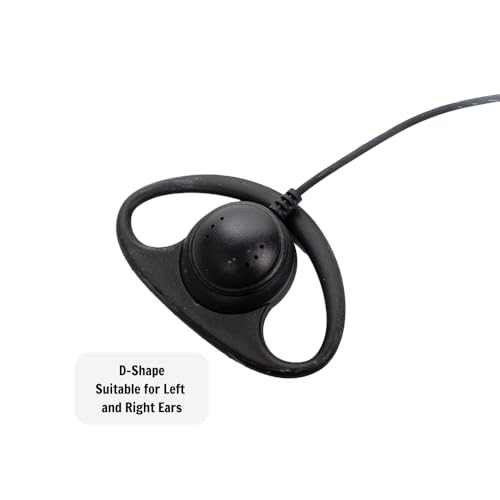 D-Shape Earpiece Headset with Mic PTT Walkie Talkie Two-Way Radio (20packs) | 2-Pin,Baofeng Kenwood UV-5R BF-888S BF-F8HP BF-F9 TK-3140 TK-3400 TK-3402