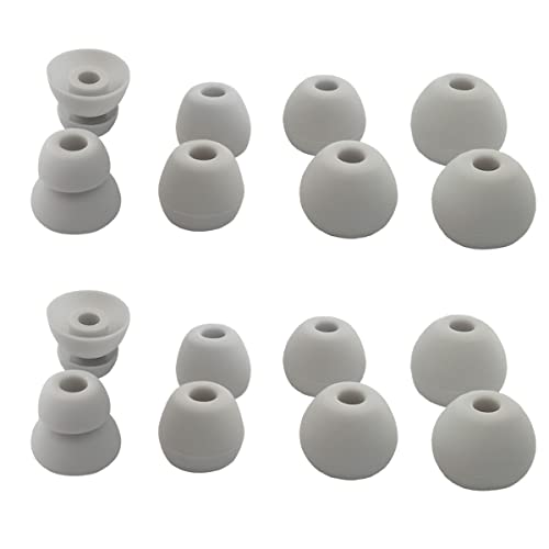 Silicone Earbuds Tips for Beats Flex,X, Powerbeats Pro Replacement Eartips | 6 Pairs L/M/S Standard Tips+2 Pairs Double Flange Rubber urBeats3 Powerbeats 3 & 4 & 2 Ear Tips, Black - color: Silicone-Gray White