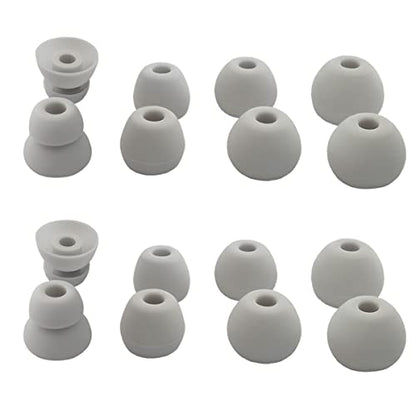 Silicone Earbuds Tips for Beats Flex,X, Powerbeats Pro Replacement Eartips | 6 Pairs L/M/S Standard Tips+2 Pairs Double Flange Rubber urBeats3 Powerbeats 3 & 4 & 2 Ear Tips, Black - color: Silicone-Gray White