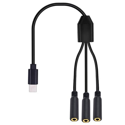 Poyiccot USB C to 3.5mm Aux Jack Cable, 1 to 3 Ways USB C to 3.5mm TRS Female Splitter Headphone Stereo Cable Compatible with Headphone, Galaxy, MacBook, 30cm/1ft - style: 1 to 3 ways