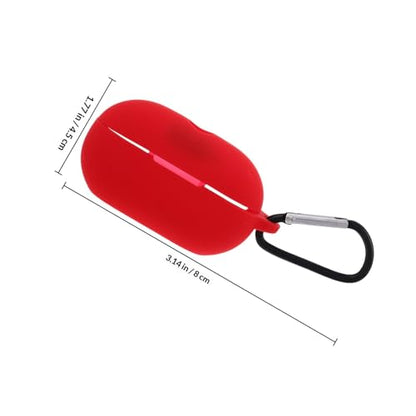 Vaguelly Silicone Charging Case Cover Sleeve for Buds Earbuds, Protective Earphone Holder with Keychain, Red Earbud Accessory for Travel and Daily Use