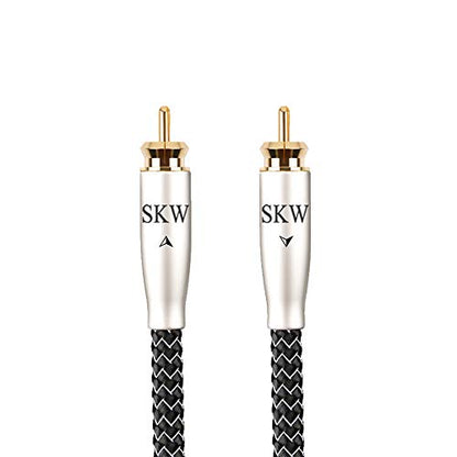 SKW High-End WG Series RCA-to-RCA Digital Coaxial Subwoofer Cable - Premium Hi-Fi Audio Interconnect for Precision Bass Transmission 6.5ft/2M - size: 6.5ft (2m)