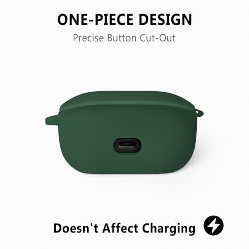 Geiomoo Silicone Case for JBL Vibe Buds 2, JBL Vibe Buds, Soft Flexible Scratch Resistant Protective Cover with Carabiner (Emerald Green) - color: Emerald Green
