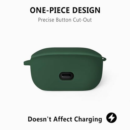 Geiomoo Silicone Case for JBL Vibe Buds 2, JBL Vibe Buds, Soft Flexible Scratch Resistant Protective Cover with Carabiner (Emerald Green) - color: Emerald Green
