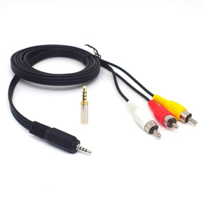 2.5mm TRRS to 3 RCA Male AV Cable 5FT for Camera AUX MP3 Speaker TV | 2.5mm to 3 RCA Male, Audio Video AUX Cord, 1.5M, Includes 2.5mm Female to 3.5mm Male Adapter for Smartphone, MP3, Speaker, TV - style: With Conversion Head
