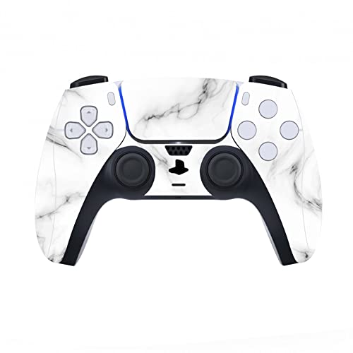 PlayVital Seamless White Marble Full Set Skin Decal for ps5 Console Disc Edition, Sticker Vinyl Decal Cover for ps5 Controller & Charging Station & Headset & Media Remote - color: Seamless White Marble