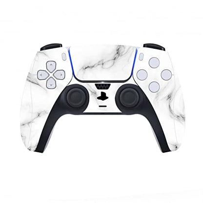 PlayVital Seamless White Marble Full Set Skin Decal for ps5 Console Disc Edition, Sticker Vinyl Decal Cover for ps5 Controller & Charging Station & Headset & Media Remote - color: Seamless White Marble