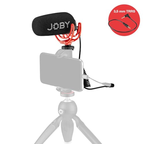 JOBY Wavo On-Camera Vlogging Compact Microphone Super Cardioid Pattern with Rycote Duo-Lyre for Smartphone, CSC, Mirrorless, Vlogging, Youtuber, Podcast, IRL, Content Creators | Supplied with both a cable for mobile phones (TRRS) and cameras (TRS) this, I