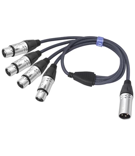 3Pin XLR 1 Male to 4 Female Splitter Cable 2Feet,4WAY XLR Four-Input and one-Output Parallel Connection Adapter,4 Microphone inputs Converted to 1 Output,4 in to 1 Out Aduio Splitter Cable - color: XLR 4F TO 1M-2FT