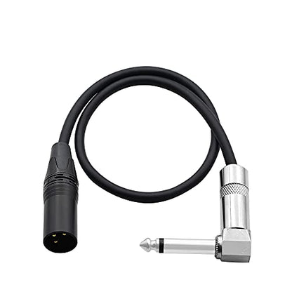 Right Angle 6.35mm Mono to XLR 3 Pin Cable,90 Degree 1/4 Male to XLR Male Interconnect Cable for Soundbox, Microphone, Power Amplifier Etc(50cm)
