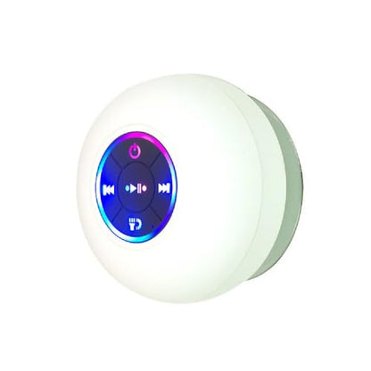 Mini Bluetooth Shower Speaker White, Silicone Suction Cup Portable Speaker with LED Lights, IPX4 Waterproof, Built in Mic, for Bathroom Kitchen Outdoors, Ideal Gifts (White) - color: White