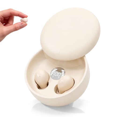 Yihou Small Mini Invisible Earbuds Wireless Bluetooth Hidden Headphones Discreet Tiny Earbuds for Work Smallest Low Profile Micro Sleep Earbud Invisible Ear Buds for Small Ear Canals Sleeping - color: Beige