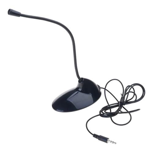 Plug and Play Omnidirectional Computer Microphone, Desktop Condenser Mic with 3.5mm for Laptop Video Conferencing Gaming