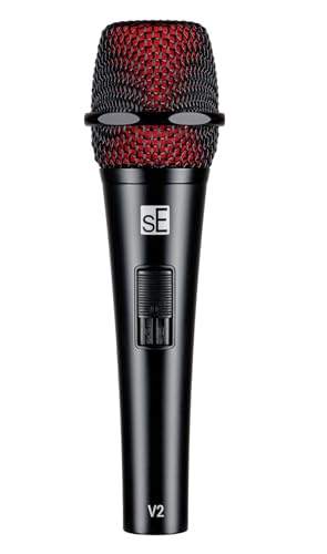 SE Electronics V2 SWITCH XLR Bundle: Dynamic Handheld Vocal Microphone with On/Off Switch, Supercardioid Capsule, WS07 External Windscreen for V Series Mics, Live Performance Speech, 2-items