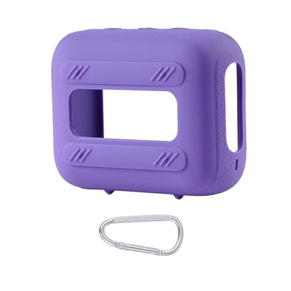 for JBL Go 4 Waterproof Bluetooth Speaker Silicone Cover, Purple | Snug Fit, Portable Carabiner Clip, Shock Absorption, Drop Protection, Travel Lightweight Design, Protective Skin Case - color: Purple Case
