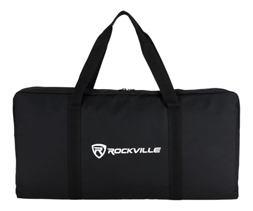 Rockville BAG for 4x SABER STANDS, Compact Carry Bag, Foam Padding, Water-Resistant Nylon, 4 Internal Pockets, for DJs and Event Lighting | Foam Padded, Water Resistant, 4 Internal Pockets for Bases, Carry Handles, Compact/Portable, Side Pocket for Screws