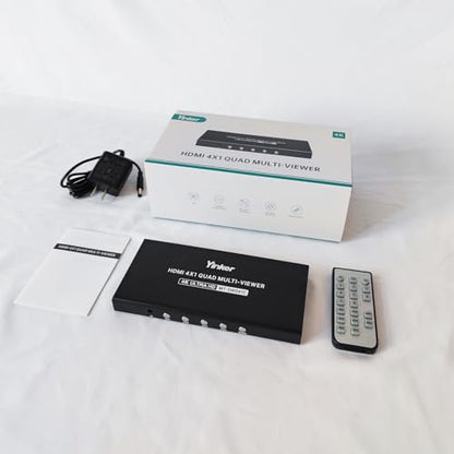 4K HDMI Multiviewer 4x1, 4K@30Hz Seamless HDMI Quad Switcher 4 in 1 Out for Security Camera, Gaming Consoles, Single/Quad/Dual/PBP Modes with IR Remote - size: 4K@30Hz 4x1 w/o KVM