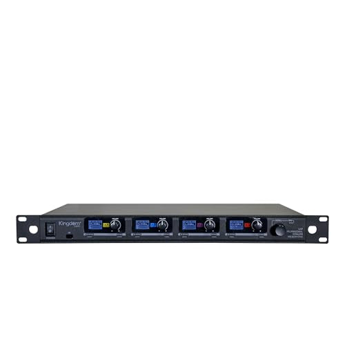 Kingdom SYSV52 1000 Channel UHF 4 Handheld V5 Wireless Microphone System with Individual Volume Control and is Designed for Operation Within 200 Feet of The Receiver - style: 4 Handheld Mic