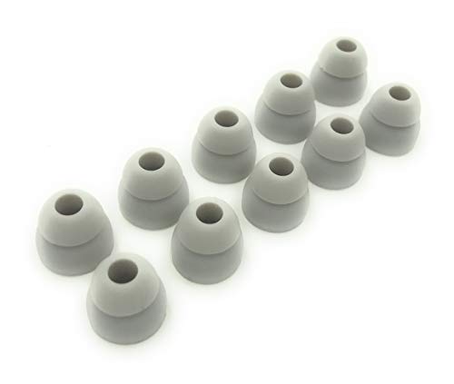 5 Pairs of Double Flange Replacement Earbud Tips fit Powerbeats, LG, Symphonized, iFrogz, Mpow, Skullcandy, Panasonic Headphones (Grey) - color: Grey