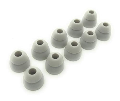 5 Pairs of Double Flange Replacement Earbud Tips fit Powerbeats, LG, Symphonized, iFrogz, Mpow, Skullcandy, Panasonic Headphones (Grey) - color: Grey