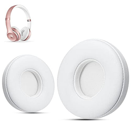 Krone Kalpasmos Earpad Replacement for Beats Solo 2 & 3 Wireless/Wired Headphone, Ear Cushion Premium Protein Leather Memory Foam with Kits, Superb Comfortable Easy to Install – White - color: White
