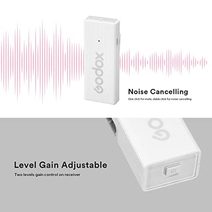 GODOX MoveLink Mini Wireless Microphone, 100m Range, 2.4GHz Noise Cancelling Mic, Omnidirectional Lavalier Microphone for Record Interviews, Vlogs | 2.4GHz Noise Cancelling, Omnidirectional Lapel Mic, 328ft Range, For Interview Vlog Shooting