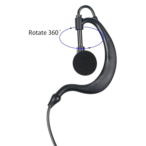 Walkie Talkie Earpiece with Mic PTT 2 Pin G Shape Headset Ear Piece, 5 Pack | Radio Earpiece Compatible with Baofeng UV-5R BF-888S Retevis H-777 RT21 RT22 Arcshell AR-5 Kenwood 2 Way Radio