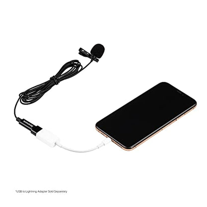 Saramonic LavMicro-U USB C Lavalier Microphone for iPhone 15, iPad, Android, Omnidirectional Condenser Lapel Mic for Vlogging, Interviews, YouTube, TikTok