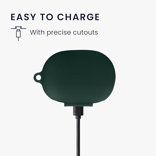 kwmobile Cover for Bose QuietComfort Earbuds Case - Silicone Cover for Earbuds Charging Case - Protective Headphone Holder with Carabiner Clip - Dark Green - color: dark green