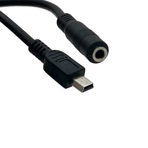Seadream 3.5mm Female to 5 Pin Mini USB Male Microphone Adapter Cable; 2Pack Mini USB Male to 3.5mm Audio Cable Mic Cord TRRS 4-Pole
