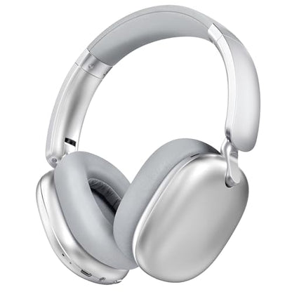 C6 Active Noise Cancelling Headphones, Wireless Over Ear Bluetooth Headphones, 60H Playtime, Lightweight Folding Deep Bass Comfort Fit Ear Cups Headset with Mic for iPad/Travel/PC/Home Silver - color: Silver